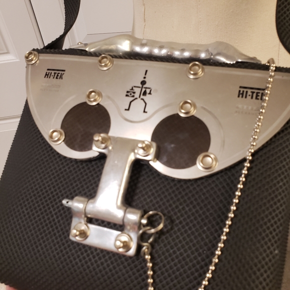 HI-tek Industrial cyber punk pareidolia black vegan rubber messenger unisex bag - Picture 8 of 10